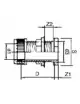 Pass-through with locking nuts diam. 25mm