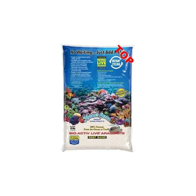 NATURE'S OCEAN - Aragonito blanco natural - 4,54 kg - Arena viva para acuario - 0,1-0,5 mm