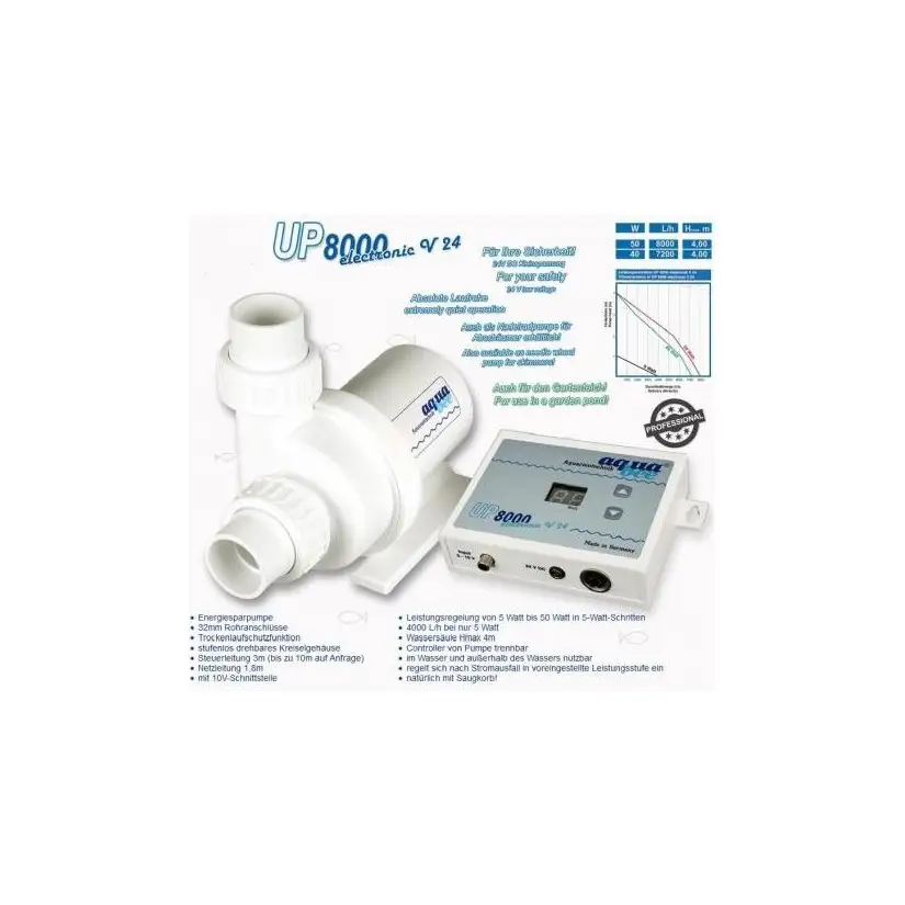 AQUABEE - UP 8000 electronic V24 DC - Bomba de agua para acuarios