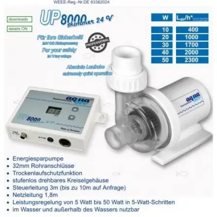 AQUABEE - Skimmer pump UP 8000 V24 - Universal skimmer pump