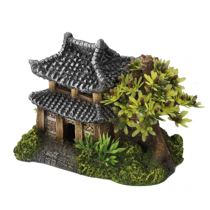 Aqua Della - Asian house with plants - 14x9x10cm - Maison asiatique