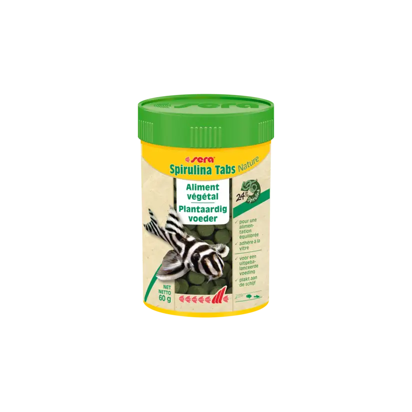 SERA - Spirulina Tabs Nature - 60g - Alimento colorante para peces ornamentales