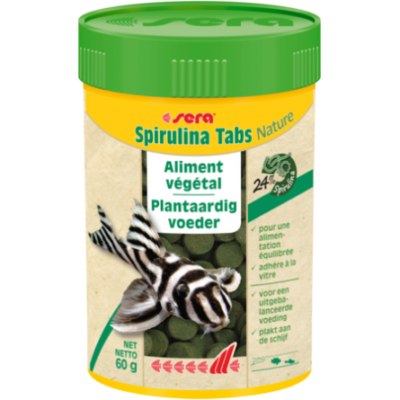 SERA - Spirulina Tabs Nature - 60g - Alimento colorante para peces ornamentales