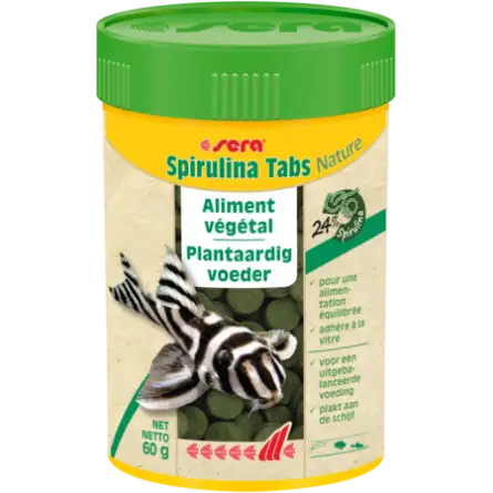 SERA - Spirulina Tabs Nature - 60g - Spezielles Farbfutter für Zierfische