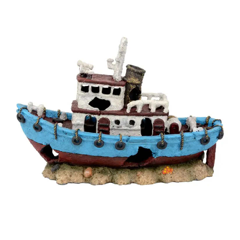 AQUAVIE - DECO R BARCO DE PESCA AZUL - 30,5x12x20cm