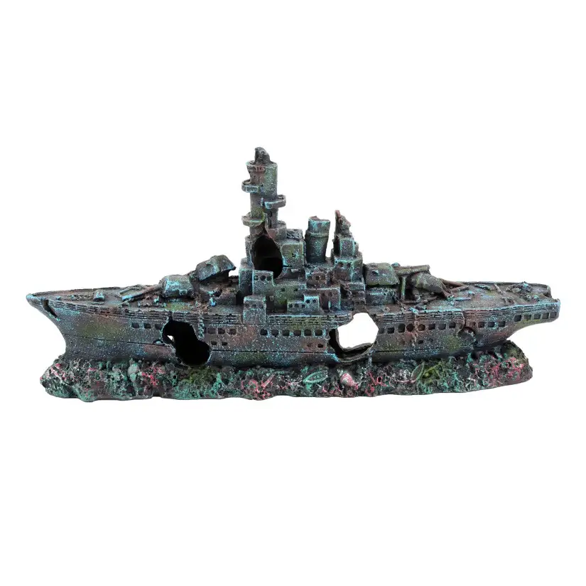 AQUAVIE - DECO BARCO NAUFRAGADO DE GUERRA R MM - 24x4,5x11,5cm