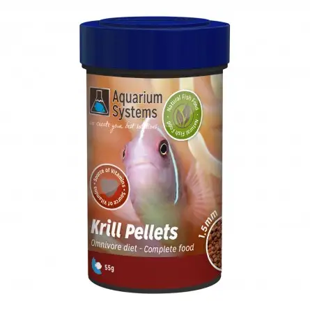 SISTEMAS DE AQUÁRIO - Pellets de Krill - Onívoro 1,5mm - 100ml - 55g