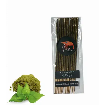 Gioia Shrimp - Pack of 12 Organic Nettle Lollies - For Aquarium Shrimp