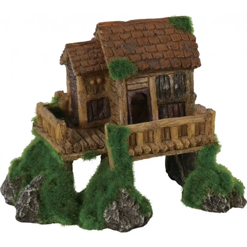 ZOLUX - Cabane petite Kipouss - 13x8x10 cm - Décoration artificielle tapissée de graines