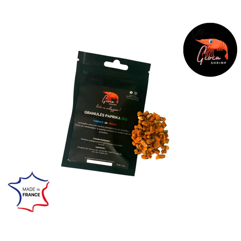 Gioia Shrimp - Bio-Paprikagranulat - 10gr - Natürliches Futter für Garnelen