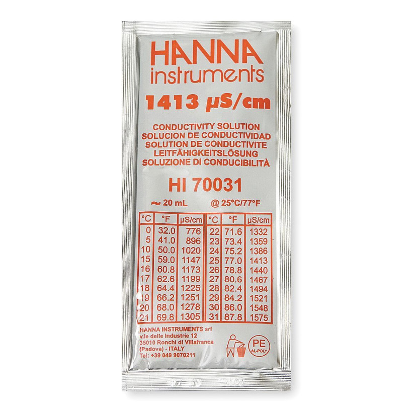 Hanna Instruments - Solución de calibración de conductividad a 1413 µS/cm - 20 mL