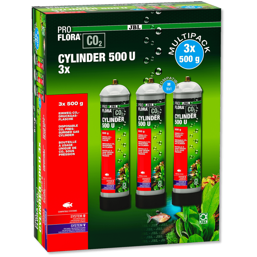 JBL - ProFlora CO2 Multi Cylinder 500 U - CO2 plastenke za enkratno uporabo - 3 x 500 g