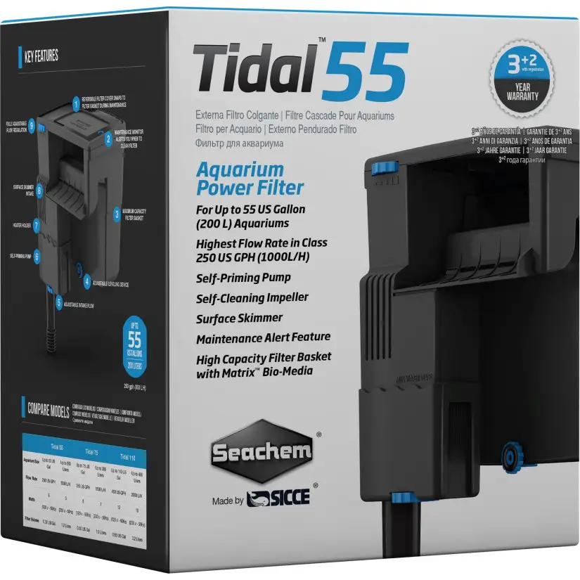 SEACHEM - Tidal 55 - 1000 l/h - Waterfall filter - 200 liters