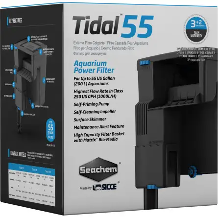 SEACHEM – Tidal 55 – 1000 l/h – Wasserfallfilter – 200 Liter