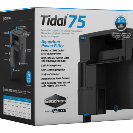 SEACHEM - Tidal 75 - 1500 l/h - Filtre cascade - 300 litres