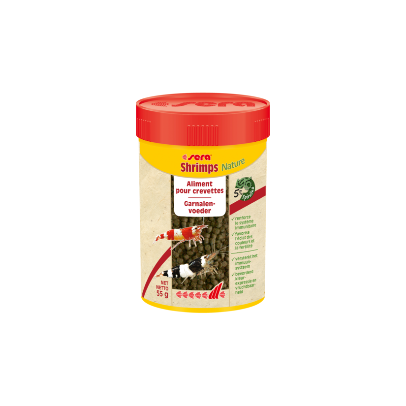 SERA - Shrimps Nature - 100ml - Granulés spiruline - Pour crevettes