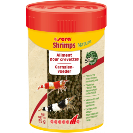 SERA - Shrimps Nature - 100 ml - Spirulina zrnca - Za kozice