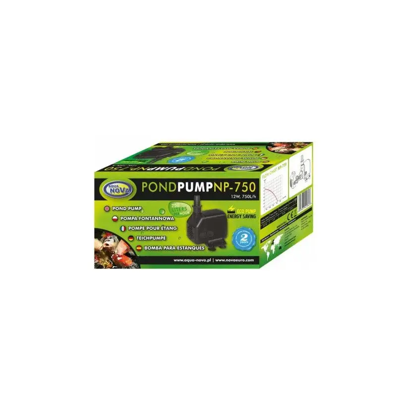 AQUA NOVA - NP-750 - 750 L/H - Bomba de agua para estanque