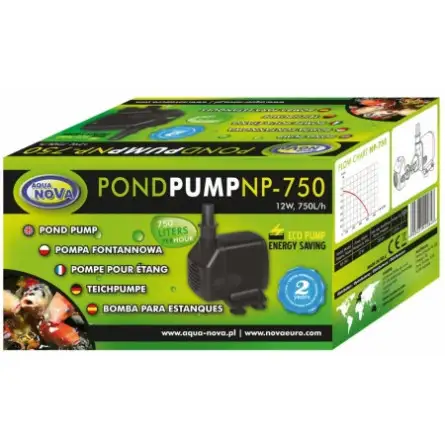 AQUA NOVA - NP-750 - 750 L/H - Bomba de agua para estanque