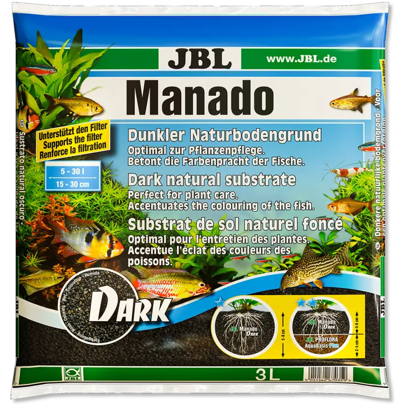 JBL - Manado Dark - 3l - Donker bodemsubstraat voor zoetwateraquaria