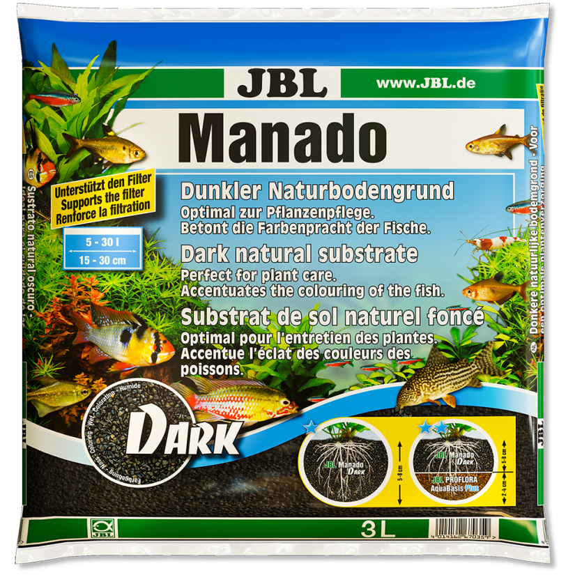 JBL - Manado Dark - 3l - Substrato de solo escuro para aquários de água doce