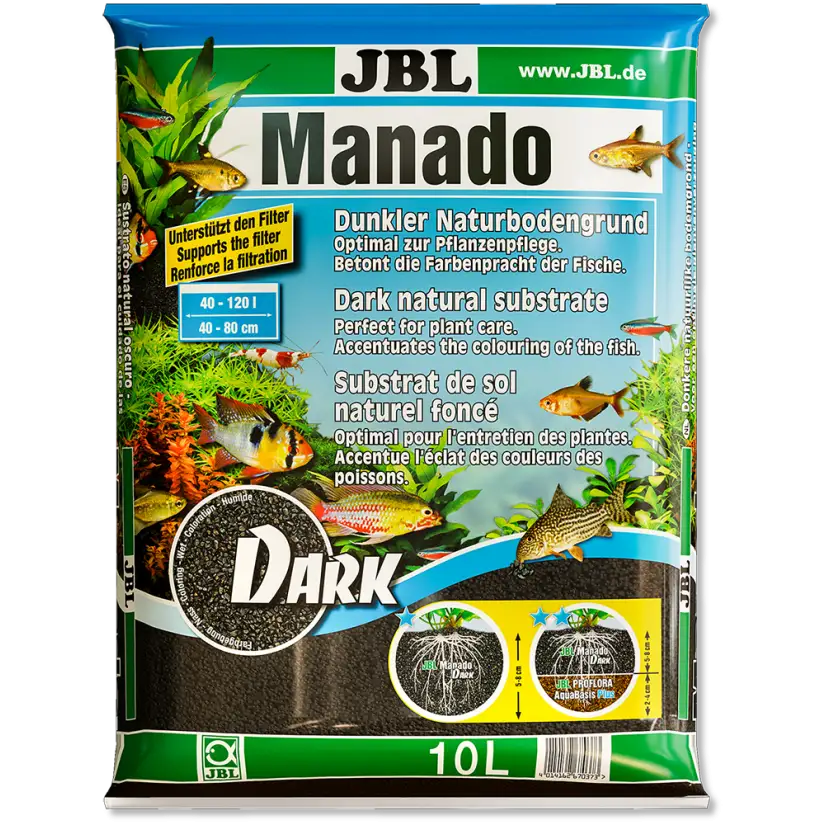 JBL - Manado Dark - 10l - Substrato de solo escuro para aquários de água doce