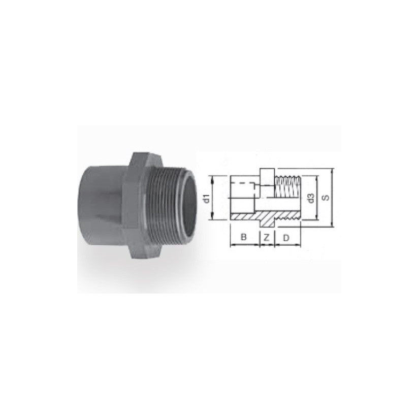 AQUA MEDIC - Schroefdraadhuls - 20-3/8"(m) mm