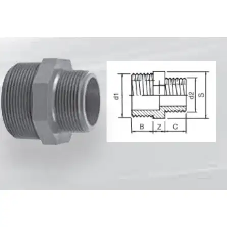 Aqua Medic - Manguito doble - PVC con partes roscadas - 8x15x13 mm