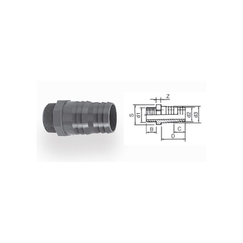 AQUA MEDIC - Conector de manguera - Diámetro 3/4"(M) y 25 mm