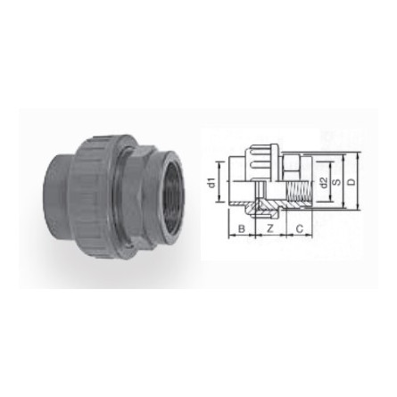 AQUA MEDIC - Female connector - PVC - Diameter 50 mm