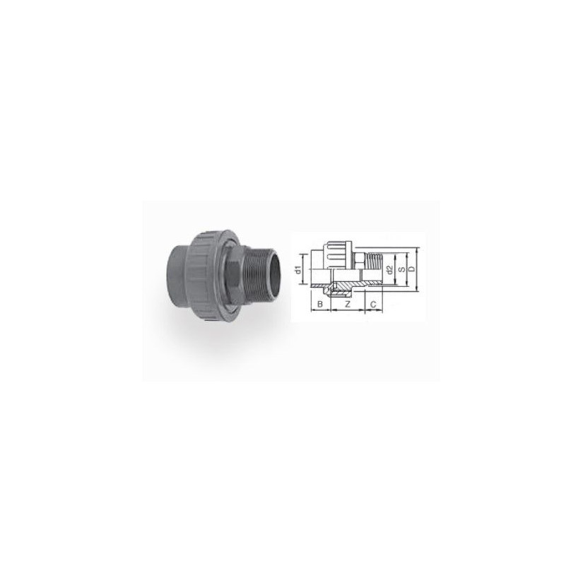 AQUA MEDIC - Conector macho - PVC - Diámetro 20 mm