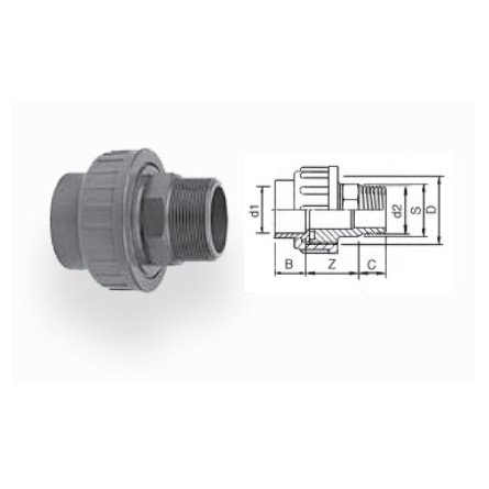 AQUA MEDIC - Mannelijke connector - PVC - Diameter 20 mm