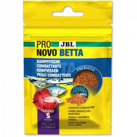 JBL - Pronovo Betta - Grano S - Ração pellet para lutadores de 3 a 10 cm