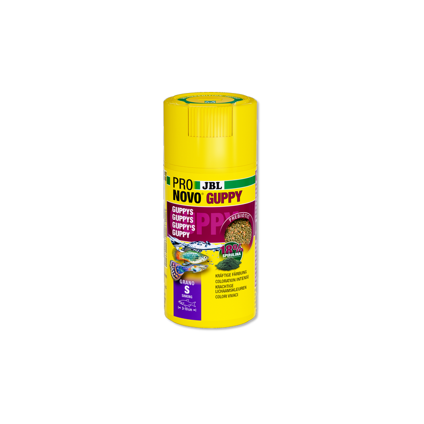 JBL - Pronovo Guppy - Grano S Click - 100 ml - Copos para guppies