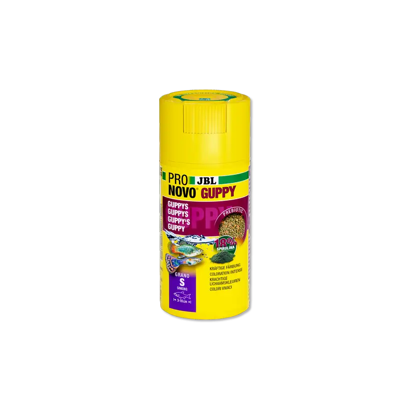 JBL - Pronovo Guppy - Grano S Click - 100 ml - Copos para guppies