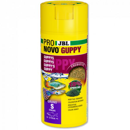 JBL - Pronovo Guppy - Grano S Click - 250 ml - Copos para guppies