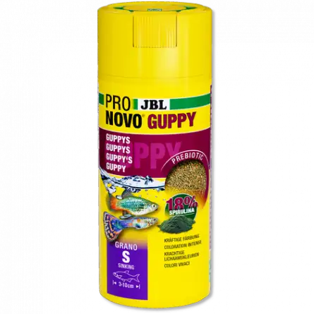 JBL - Pronovo Guppy - Grano S Click - 250 ml - Copos para guppies