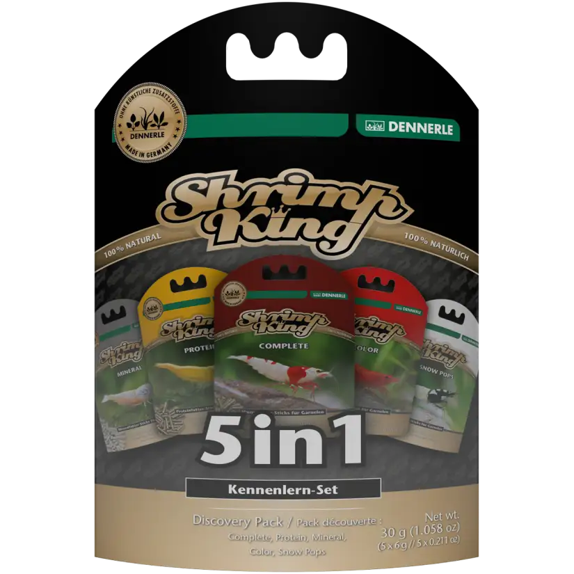 DENNERLE - Shrimp King 5in1 - 30 g (5 x 6 g) - Aliment complet et complémentaire pour crevettes