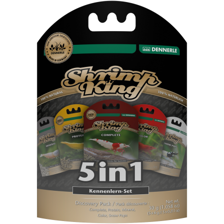 DENNERLE - Shrimp King 5in1 - 30 g (5 x 6 g) - Alimento completo e complementare per gamberetti