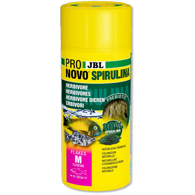 JBL - Pronovo Spirulina Flackes M - 250ml - Flocons à la spiruline pour poissons