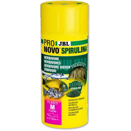 JBL - Pronovo Spirulina Flackes M - 250ml - Flocons à la spiruline pour poissons