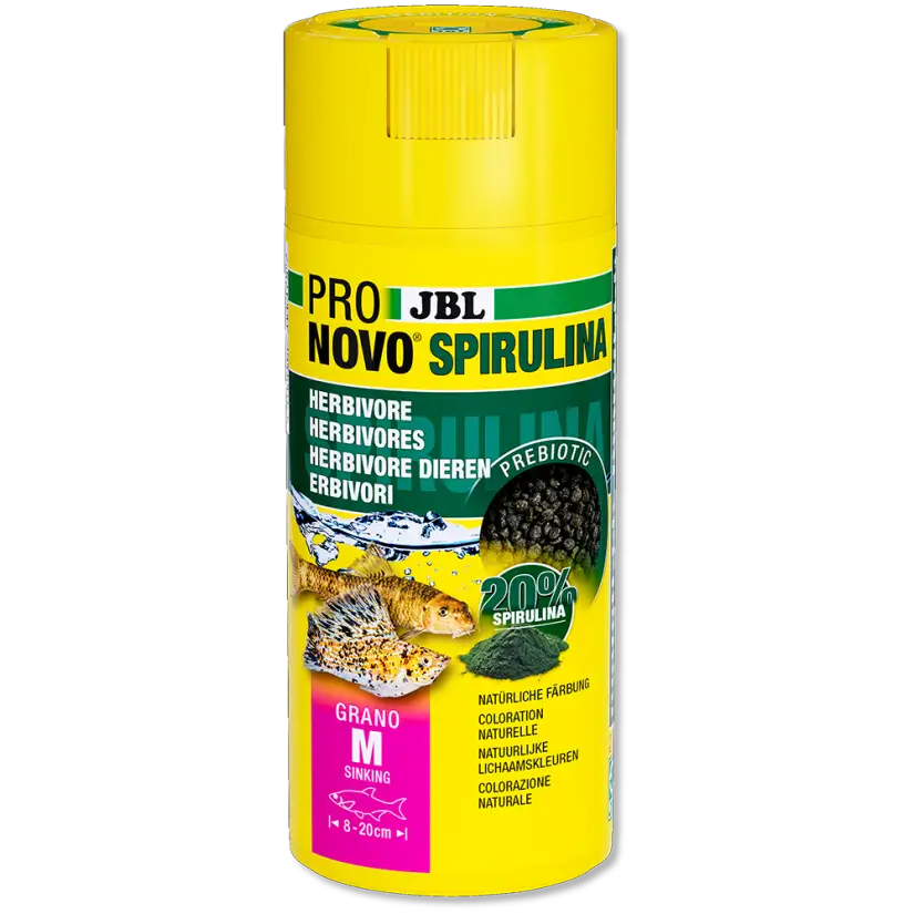 JBL - Pronovo Spirulina Grano M - 250ml - Espirulina en gránulos para peces