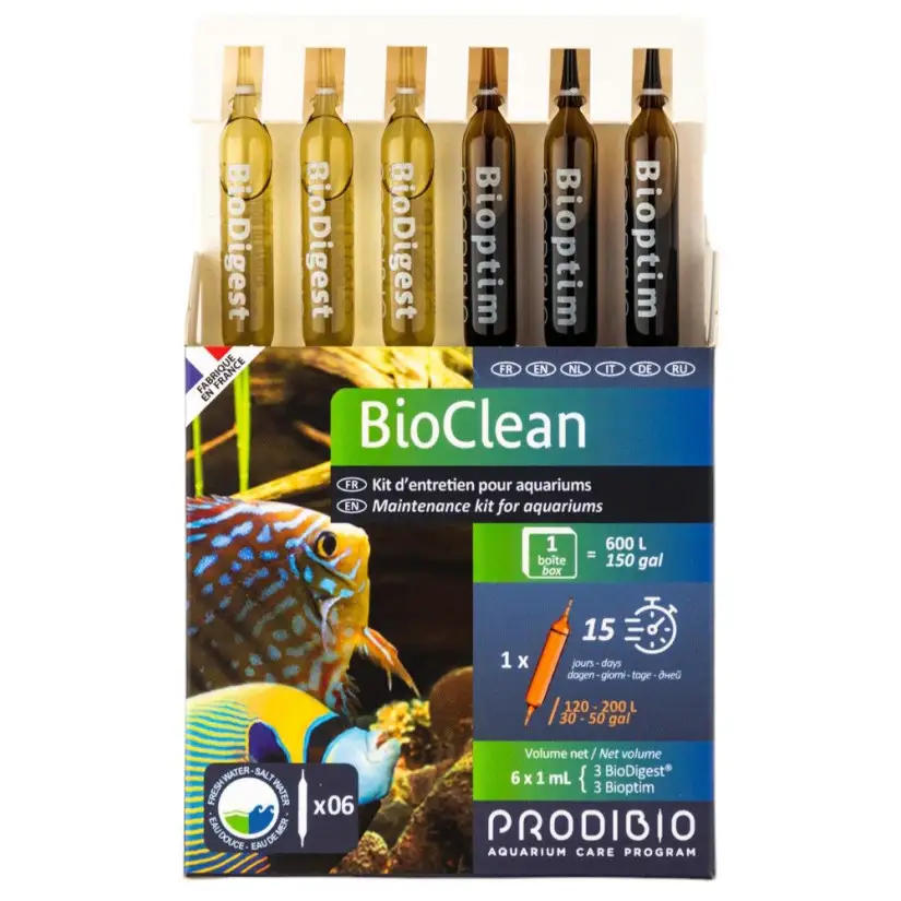 PRODIBIO - BioClean - 6 ampoules - Kit d'entretien eau douce et eau de mer