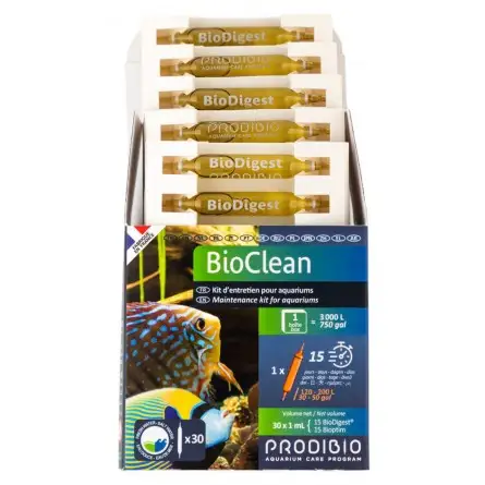 PRODIBIO - BioClean - 30 ampoules - Kit d'entretien eau douce et eau de mer