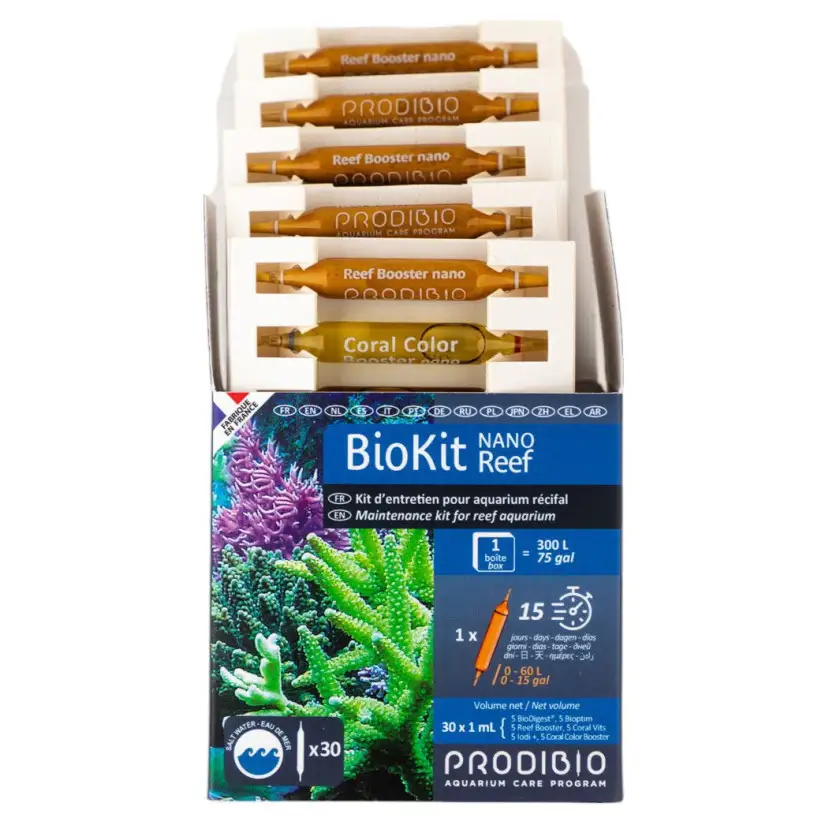 PRODIBIO - Biokit Nano Reef Nano - 30 ampoules - Kit d'entretien pour nano-récifal