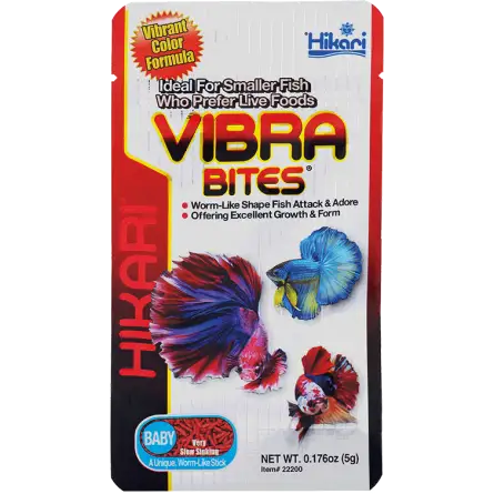 HIKARI - Vibra Bites Baby - 5g - Aliment en forme de larves