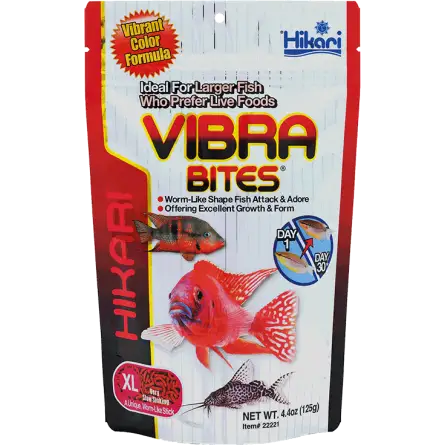 HIKARI - Vibra Bites XL - 125g - Aliment en forme de larves