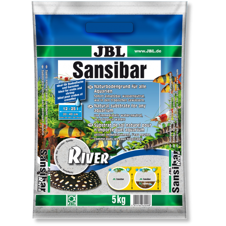 JBL - Sansibar RIVER 5kg - 0,8mm - Fijn helder bodemsubstraat, bezaaid met kleine zwarte steentjes voor aquaria