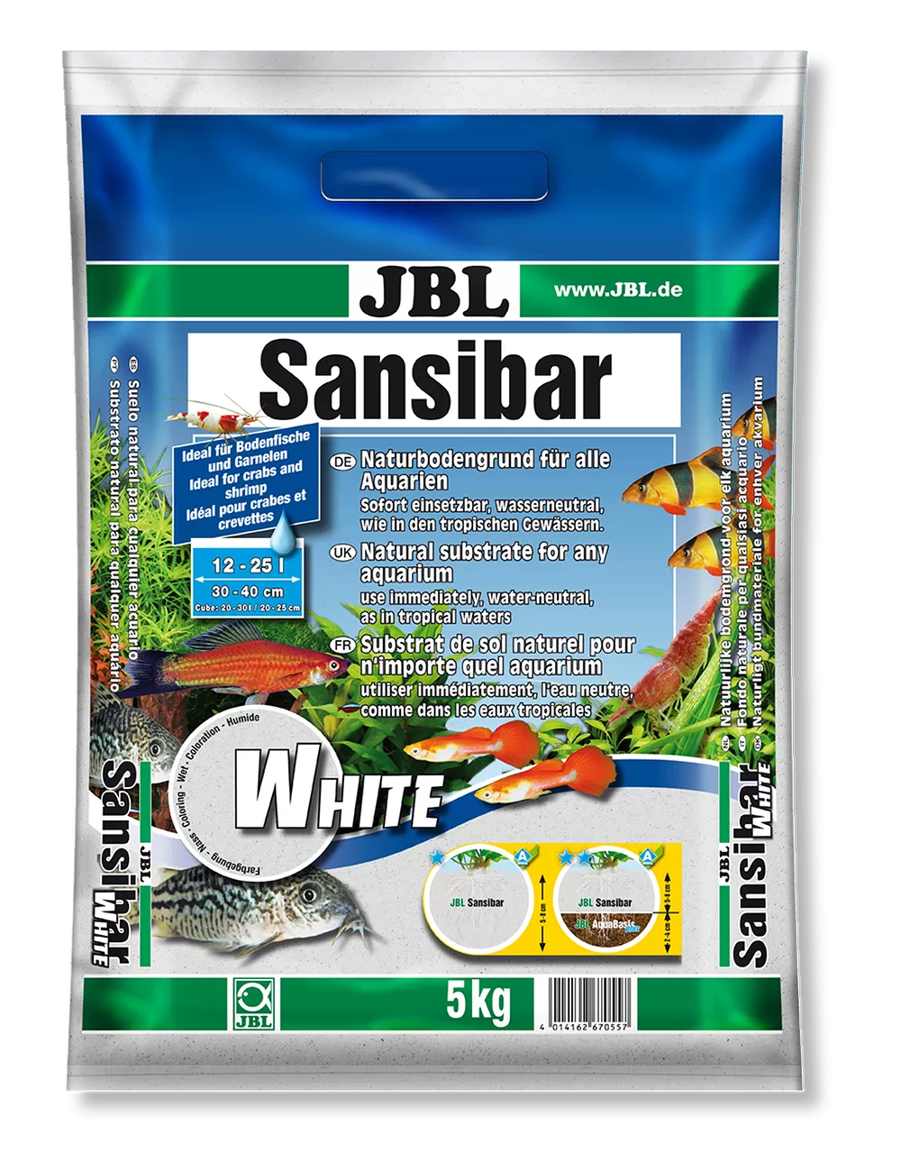 JBL - Sansibar WHITE 10kg - 0.2, 0.6mm - Substrat de sol blanc fin pour  aquariums