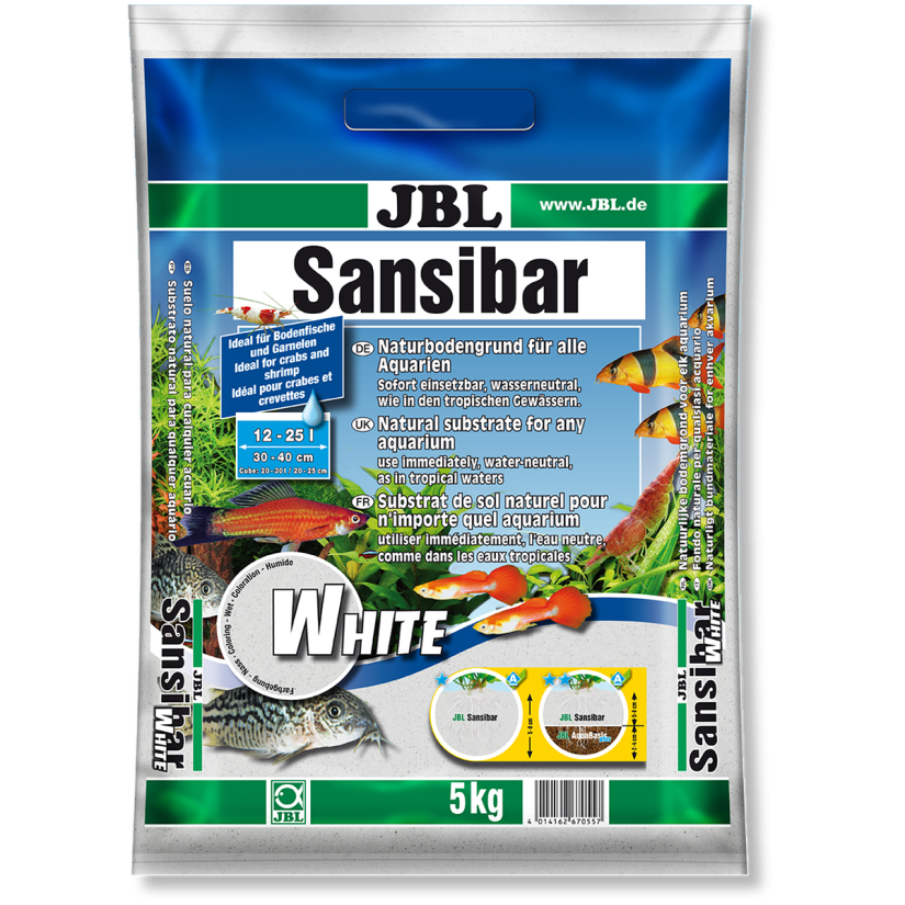 JBL - Sansibar WHITE 10kg - 0,2, 0,6mm - Substrato de solo branco fino para aquários